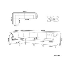 Beliani Modulinė kampinė sofa 5 asmenims EVJA, tamsiai mėlynas veliūras, dešininė
