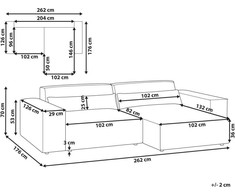 Beliani Trijų vietų modulinė sofa HELLNAR kairinė pilka