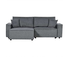 Beliani Išskleidžiama kampinė sofa KARILA 3 vietų, tamsiai pilka, su patalynės dėže, dešininė