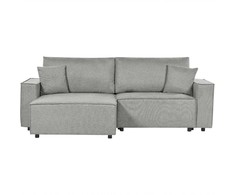 Beliani Išskleidžiama kampinė sofa KARILA pilka su patalynės dėže, dešininė
