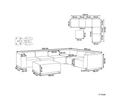 Lauko baldų komplektas Beliani Sodo kampinė sofa su pufu 7 asmenims AREZZO kairinė šviesiai pilka modulinė