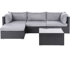 Lauko baldų komplektas Beliani Sodo kampinė sofa su staliuku 4 asmenims SANO dešininė, juoda, technoratanas
