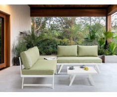 Lauko baldų komplektas Beliani Kampinė sodo sofa su staliuku 5 asmenims COCCORINO žalia metalinė