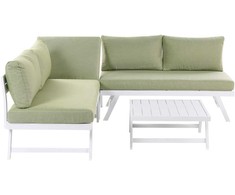 Lauko baldų komplektas Beliani Kampinė sodo sofa su staliuku 5 asmenims COCCORINO žalia metalinė