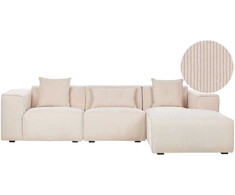Beliani 3-vietė kampinė sofa DOLVA, velvetas, smėlio spalvos, kairinė