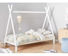 Beliani Vaikiška lova Tipi medinė pušies DEVAY 90 x 200 cm balta