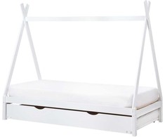 Beliani Ištraukiama vaikiška lova TALMONTIERS, pušies mediena, 90 × 200 cm, balta