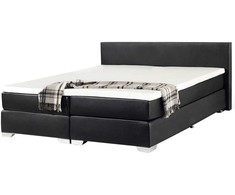 Beliani Kontinentinė lova iš dirbtinės odos PRESIDENT 180 x 200 cm juoda