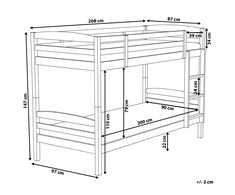 Beliani Dviaukštė lova pušies mediena REGAT 90 x 200 cm tamsiai ruda