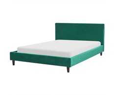 Beliani Velvetinė lova FITOU 140 x 200 cm tamsiai žalia