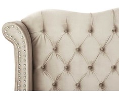 Beliani Velvetinė lova AYETTE 160 x 200 cm smėlio spalvos