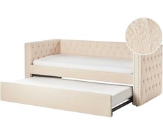 Beliani Ištraukiama lova GASSIN 90 x 200 cm, šviesiai smėlio spalvos boucle audinys
