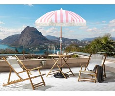Beliani Parasol sodo ⌀ 150 cm rožinis su białym MONDELLO