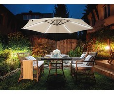 Beliani Sodo skėtis su LED apšvietimu ir atrama 285 cm CORVAL smėlio spalvos