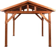 Beliani Sodo pavėsinė SECCHIA, kėnio mediena, 296 cm x 350 cm, ruda/pilka