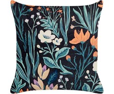 Beliani Lumarko Dekoratyvinė veliūrinė pagalvė su gėlėmis 45 x 45 cm juoda ir žalia OSMUNDA!