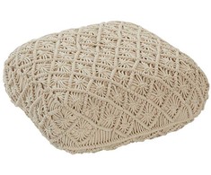Beliani Puf Makrama BERRECHID Medvilnė Kremas 50 cm 50 cm 20 cm