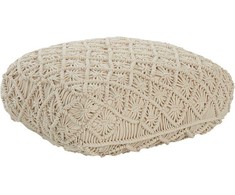 Beliani Puf Makrama BERRECHID Medvilnė Kremas 50 cm 50 cm 20 cm