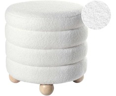 Beliani Pufas CHILLY Boucle, kreminės baltos spalvos