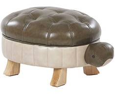 Fotelis Beliani Gyvūno formos pufas TURTLE iš dirbtinės odos, tamsiai žalias vėžlys