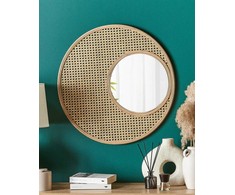Beliani Sieninis veidrodis PALAU 60 cm rotango spalvos