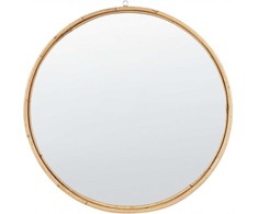 Beliani Sieninis veidrodis BARUNG 60 cm, rotangas, natūralus smėlio spalvos