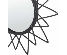 Beliani Sieninis veidrodis AROEK 61 cm, rotanas, juodas