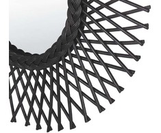 Beliani Sieninis veidrodis TAGOLU 60 cm Rattan Juodas