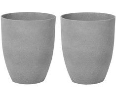 Beliani Rinkinys 2 doniczek apvalus 35 x 35 x 42 cm pilka CROTON