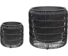 Beliani Rinkinys 2 doniczek BRODIEA Technorattan 26/45 cm Juodas