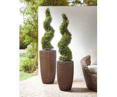 Beliani Rinkinys 2 doniczek CEDRUS Technorattan 37/45 cm Ruda