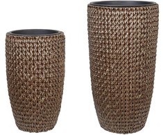 Beliani Rinkinys 2 doniczek CEDRUS Technorattan 37/45 cm Ruda