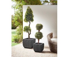 Beliani Rinkinys 2 doniczek BERBERIS Technorattan 34/45 cm Juodas