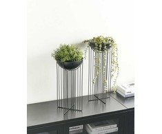 Beliani 2 vazonų su kojelėmis rinkinys FICARIA Metal 22 cm Juodas