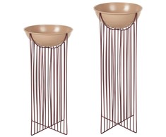 Beliani Rinkinys 2 doniczek na nóżkach FICARIA Metal 22 cm Rožinė