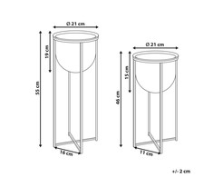 Beliani 2 vazonų rinkinys su kojelėmis THUJA metalinis 21 cm juodas