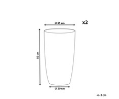 Beliani 2 vazonų rinkinys CAMIA 35 cm pilkas