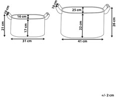 Beliani 2 vazonų rinkinys TULIPE 31/41 cm pilkas metalas