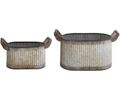 Beliani 2 vazonų rinkinys TULIPE 31/41 cm pilkas metalas