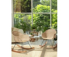 Beliani Rinkinys 2 foteli bujanych LAVINIO Rattan Naturalny