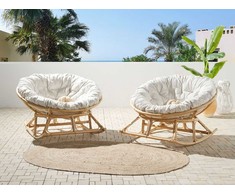 Beliani Rinkinys 2 foteli bujanych ORVIETO Rattan Naturalny