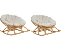Beliani Rinkinys 2 foteli bujanych ORVIETO Rattan Naturalny