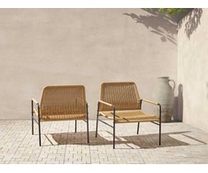 Beliani Rinkinys 2 PRASIMO Technorattan Natural Garden Chairs