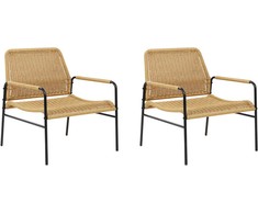 Beliani Rinkinys 2 PRASIMO Technorattan Natural Garden Chairs