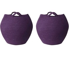Beliani Rinkinys 2 koszy PANJGUR Medvilnė Purpurowy