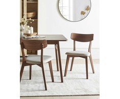 Beliani 2 valgomojo kėdžių komplektas HOLLY, medinis, rudas/smėlio spalvos