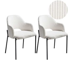 Beliani 2 valgomojo kėdžių komplektas RATON, velvetas, balkšva spalva