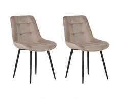 Beliani 2 valgomojo kėdžių komplektas MELROSE, smėlio pilkos spalvos, veliūrinis