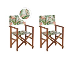 Beliani Lumarko rinkinys 2 sodo kėdės akacija tamsios medienos su balta / modelis CINE flamingos!