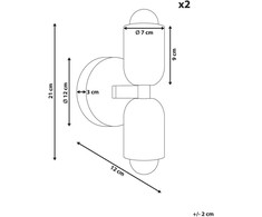 Sieninis šviestuvas Beliani Rinkinys 2 lempų TOPI Metal Pastelinis Rožinė Wall Sconce
